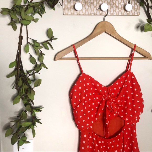 ❎SOLD NWOT Shein Red Bow Dress Knotted Front Stars - Picture 6 of 8